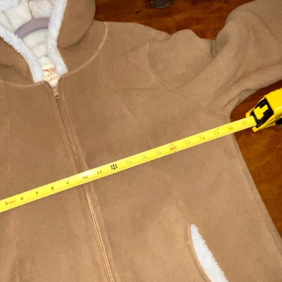 Faded Glory Brown Brushed Hooded Coat with Sherpa like Lining &Trim Sz M - Picture 3 of 9